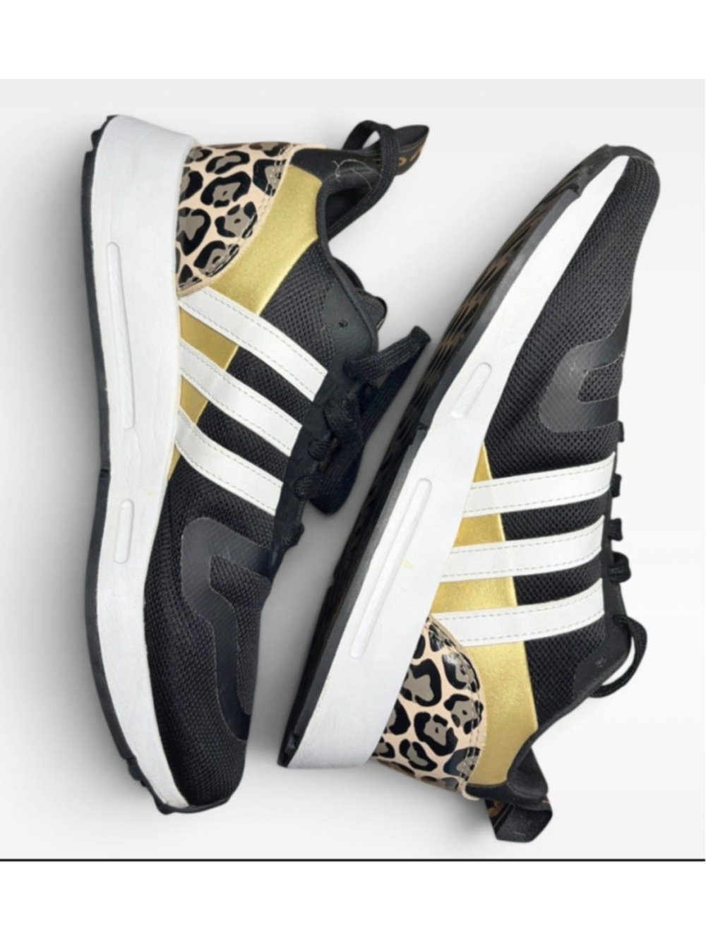 Women's Adidas Sneakers Black Gold Leopard Print Size 6